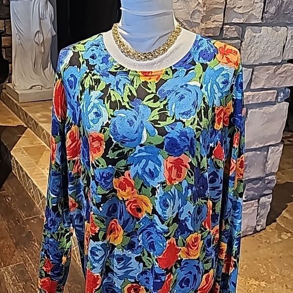 Jones New York bright floral pullover lightweight sweater size 1X - Picture 1 of 8